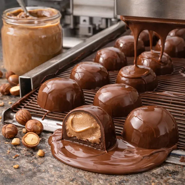Hazelnut paste for confectionery enrobing centers illustration
