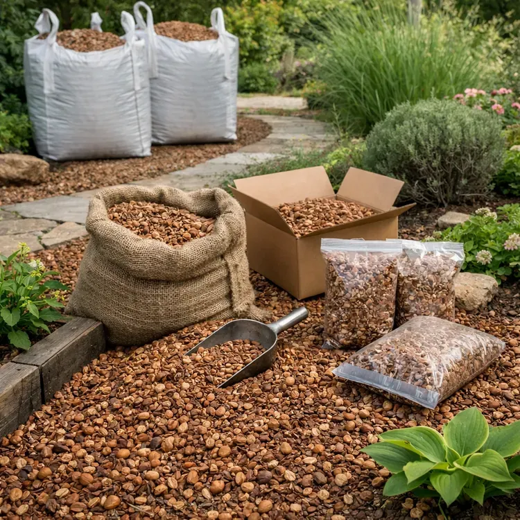 Hazelnut shells for garden mulch illustration